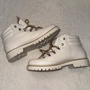 LA MONTELLIANA Margherita Lace-Up Bootie Off-White US 8.5